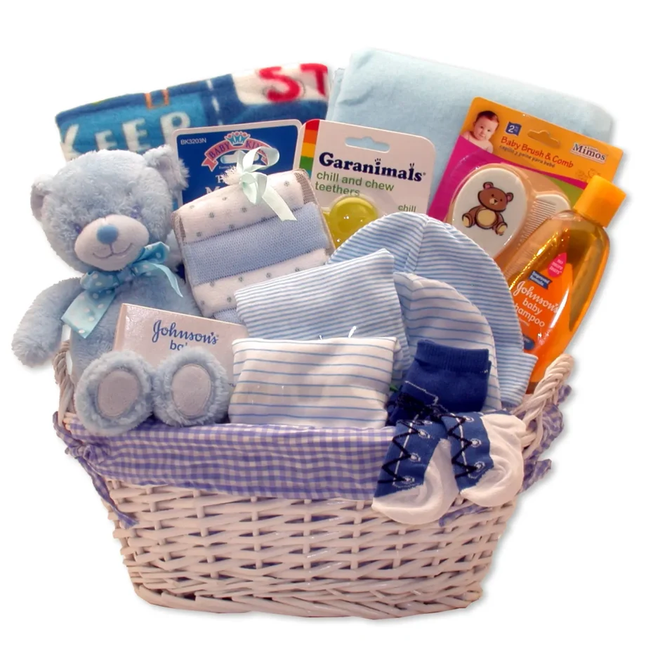 Simply Baby Necessities Basket - Blue - baby bath set - baby boy gift basket - new baby gift basket - baby gift baskets - baby shower gifts