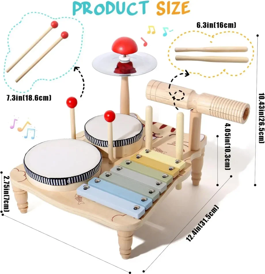 Wooden Toy Montessori Percussion Instruments Set For children multivariant